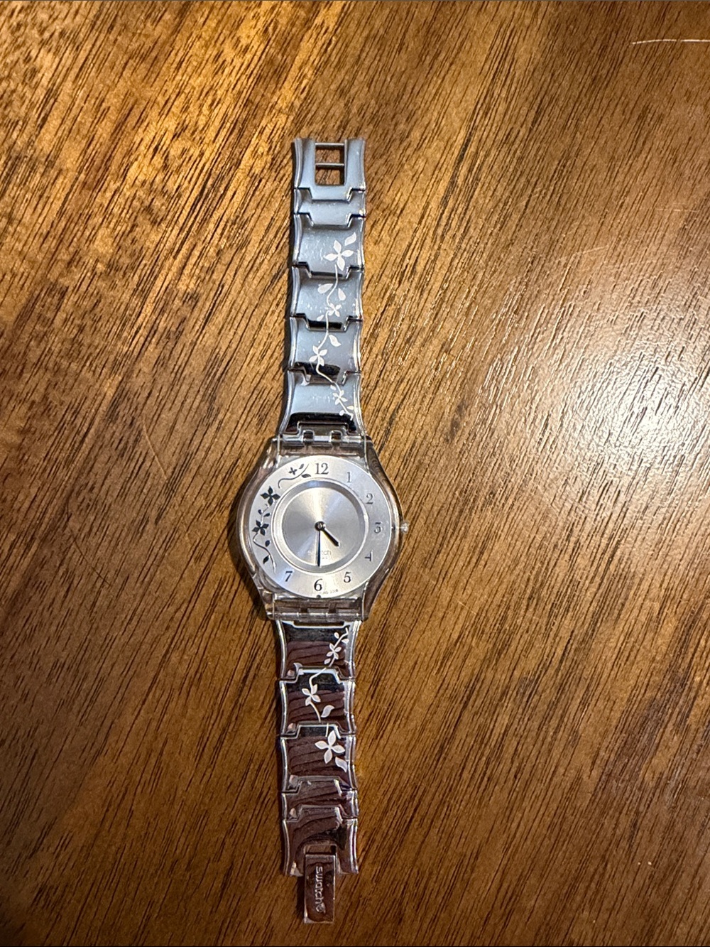 Swatch Silver Floral Bracelet Watch